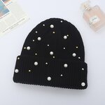 Beanie Cap Manufacturer - OEM/ODM Custom Solid Color Cuffed Pearl Decoration Cap