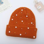 Beanie Cap Manufacturer - OEM/ODM Custom Solid Color Cuffed Pearl Decoration Cap