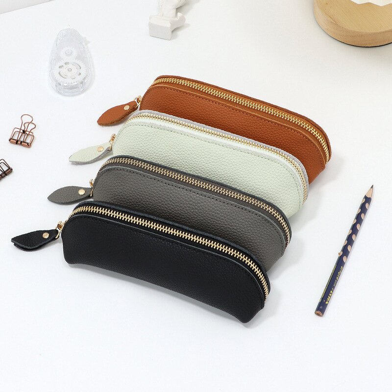 Pencil Case Manufacturer - OEM/ODM Custom Litchi Grain Cowhide Leather Bag