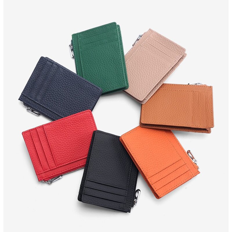 Card Wallet Manufacturer - OEM/ODM Custom Genuine Leather Slim Zip Wallet