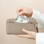 Long Wallet Manufacturer - OEM/ODM Custom Cowhide Leather Wrist Strap Purse