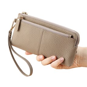 Long Wallet Manufacturer - OEM/ODM Custom Cowhide Leather Wrist Strap Purse