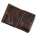 Men's Wallet Manufacturer - OEM/ODM Custom Cowhide Leather Zipper Trifold Wallet