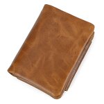 Men's Wallet Manufacturer - OEM/ODM Custom Cowhide Leather Zipper Trifold Wallet