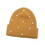 Beanie Cap Manufacturer - OEM/ODM Custom Solid Color Cuffed Pearl Decoration Cap
