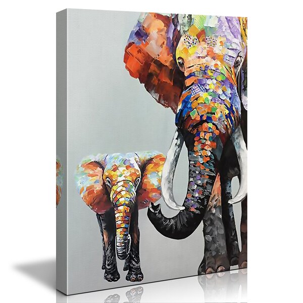 Canvas Print Manufacturer - OEM/ODM Custom Elephant Mother Child Oil Painting