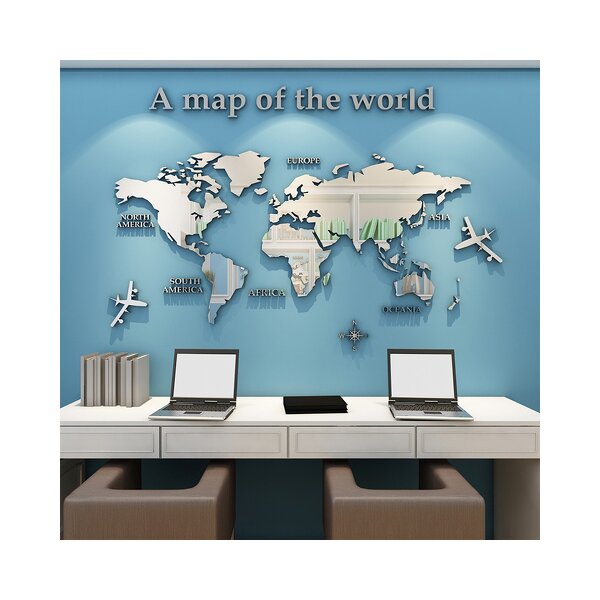 Wall Sticker Manufacturer - OEM/ODM Custom Golden Mirror Acrylic World Map