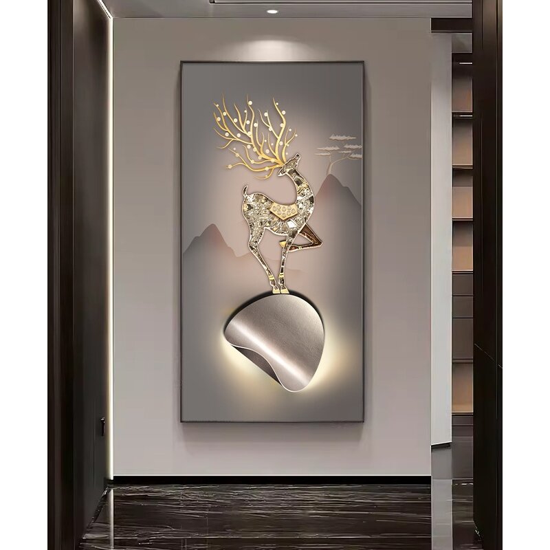 Wall Hanging Painting Manufacturer - OEM/ODM Modern Luxury Deer Entrance Painting