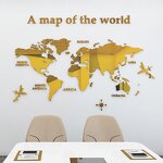 Wall Sticker Manufacturer - OEM/ODM Custom Golden Mirror Acrylic World Map