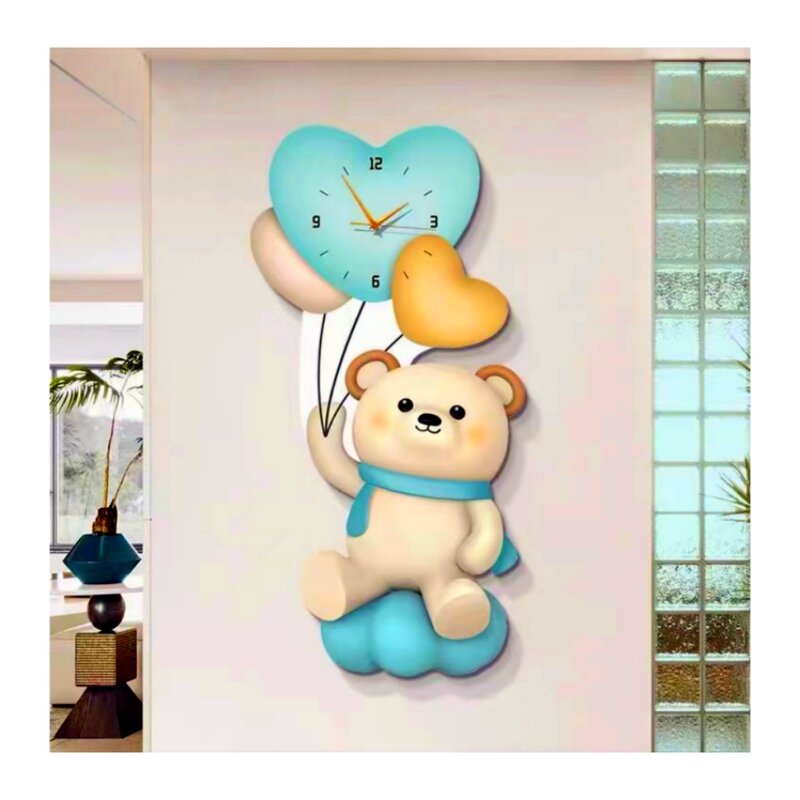 Wall Clock Manufacturer - OEM/ODM Custom Bear with Ballon Porcelain Wall Clock