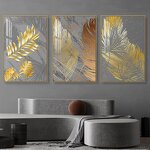 Crystal Porcelain Mural Manufacturer - OEM/ODM Custom Feathers Leaves Set Home Decor