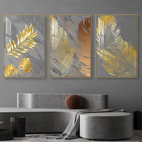 Crystal Porcelain Mural Manufacturer - OEM/ODM Custom Feathers Leaves Set Home Decor