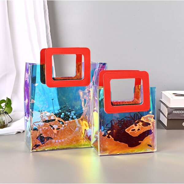 PVC Tote Bag Manufacturer - OEM/ODM Custom Orange Handle Laser Shopping Bag