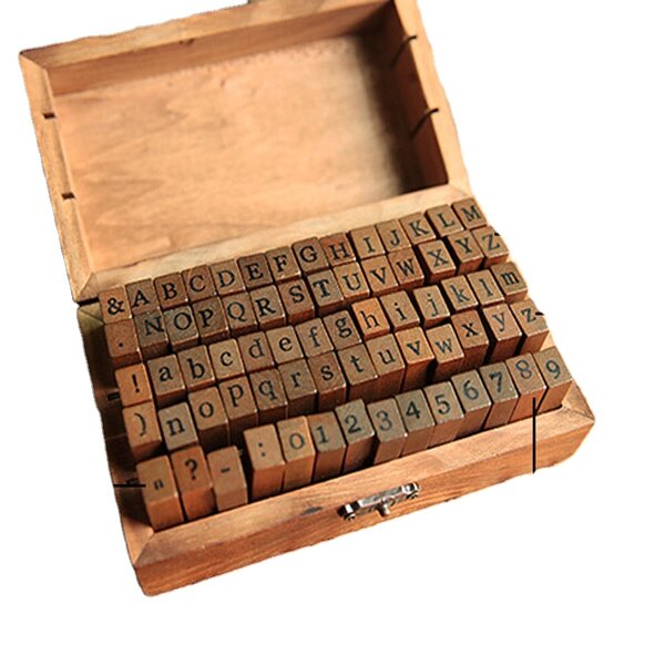 Wooden Stamp Set Manufacturer - Creative Retro Alphanumeric 28
