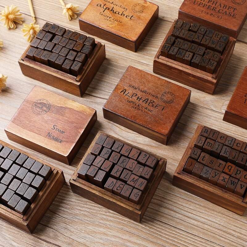 Wooden Stamp Set Supplier - Creative Cartoon Digital Letter 40