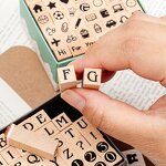 Wooden Letter Stamps Manufacturer - 40-Piece DIY Cylindrical