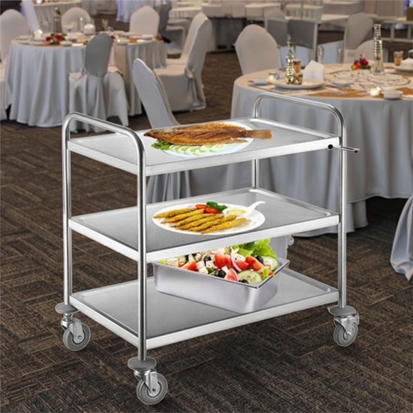 Serving Cart Manufacturer - OEM/ODM Custom Three-Tiered Stainless Steel Trolley