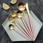Cutlery Set Manufacturer - OEM/ODM Custom 4-pieces Frosted Gold Stainless
