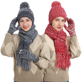 Winter Hat Set Manufacturer - OEM/ODM Custom Knitted Wool Pompom Beanie Scarf
