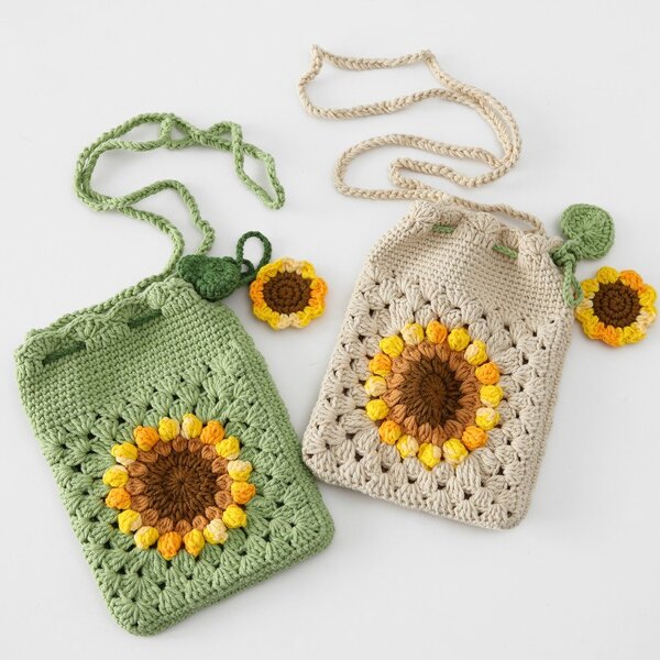 iPhone Bag Manufacturer - OEM/ODM Custom Crochet Sunflower Crossbody Wallet