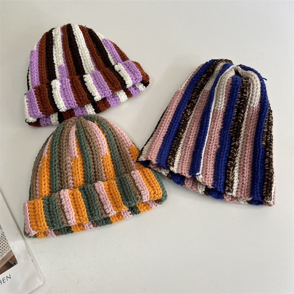 Wool Hat Manufacturer - OEM/ODM Custom Retro Crocheted Vertical Stripes
