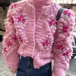 Knitted Sweater Manufacturer - OEM/ODM Custom Collarless Forest Flower Top