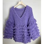Pullover Sweater Manufacturer - OEM/ODM Custom Women's V-Neck Lantern Sleeve