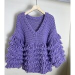 Pullover Sweater Manufacturer - OEM/ODM Custom Women's V-Neck Lantern Sleeve