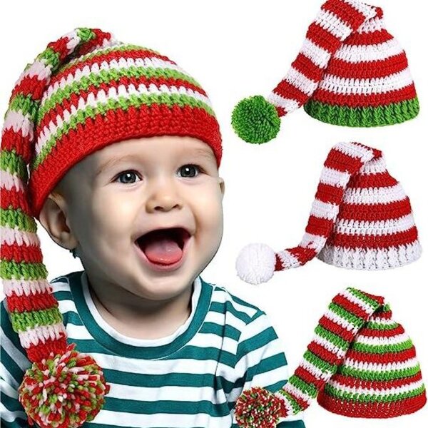 Santa Hat Manufacturer - OEM/ODM Custom Christmas Striped Crochet Baby Prop