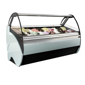Ice Cream Display Freezer Manufacturer - Curved Glass Door Countertop