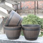 Resin Flower Pot Manufacturer - OEM/ODM Custom Imitation Wood Grain Green