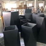 Flower Pot Manufacturer - OEM/ODM Custom Big Square Fibre Glass White Black