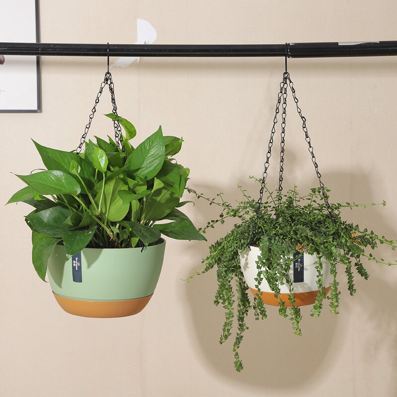 Hanging Flower Pot Manufacturer - OEM/ODM Custom White Plastic with Metal Chain