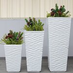 Flower Pot Manufacturer - OEM/ODM Custom Big Square Fibre Glass White Black