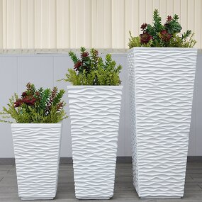 Flower Pot Manufacturer - OEM/ODM Custom Big Square Fibre Glass White Black