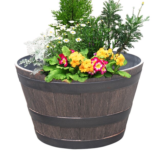 Resin Flower Pot Manufacturer - OEM/ODM Custom Imitation Wood Grain Green