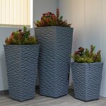Flower Pot Manufacturer - OEM/ODM Custom Big Square Fibre Glass White Black