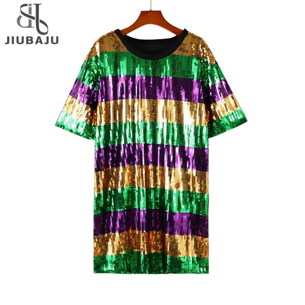 Sequin Dress Manufacturer - OEM/ODM Custom Striped Mardi Gras Color Block
