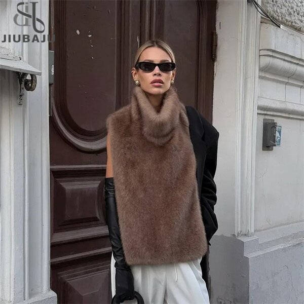 Fur Vest Manufacturer - OEM/ODM Custom Women Stand Collar Faux Fur Chic