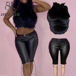 Two Piece Set Manufacturer - OEM/ODM Custom Sexy Fur Halter Backless Top