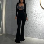 Jumpsuit Manufacturer - OEM/ODM Custom Sexy Diamond Long Flare Pants