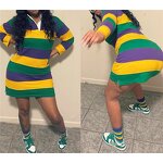 Mardi Gras Dress Manufacturer - OEM/ODM Custom Long Sleeve Striped Print Mini