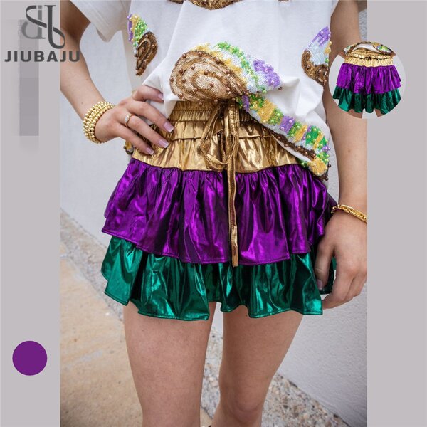 Satin Skirt Manufacturer - OEM/ODM Custom Fashion Mardi Gras Ruffle Mini
