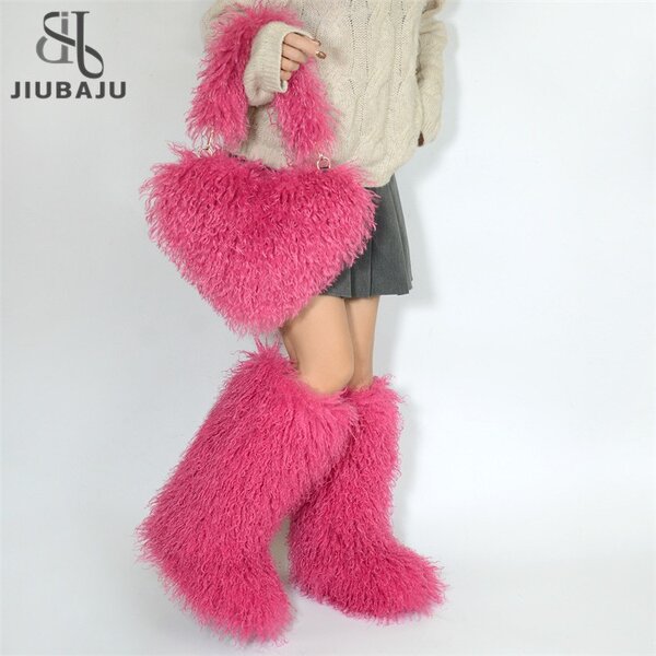 Furry Boots Set Manufacturer - OEM/ODM Custom Winter Heart Shape Shoulder Bag