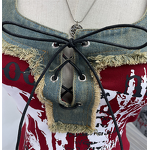 Denim Vest Manufacturer - OEM/ODM Custom Retro Raw Edge Splicing Printed