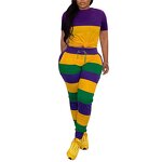 Patchwork Set Manufacturer - OEM/ODM Custom Mardi Gras Striped T-shirt Jogger