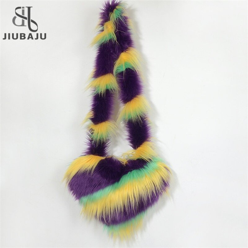 Fur Handbag Manufacturer - OEM/ODM Custom Faux Fur Cute Heart Shoulder Bag