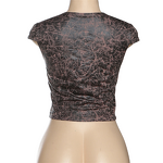 Crop Top Manufacturer - OEM/ODM Custom Mesh Patchwork Print O-Neck Sleeveless