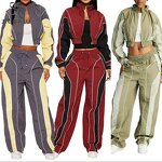 Two Piece Set Manufacturer - OEM/ODM Custom Color Block Crop Top Pants