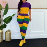 Patchwork Set Manufacturer - OEM/ODM Custom Mardi Gras Striped T-shirt Jogger
